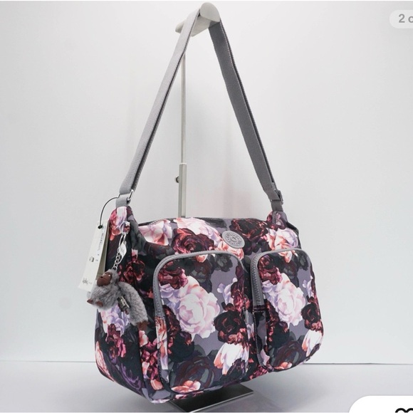 LIKE NEW, KIPLING SIDNEY KISSING FLORAL MESSENGER STYLE BAG - Picture 2 of 7